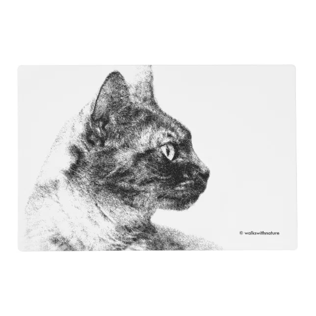 Elegant Profile of Stella the Grey Cat Placemat