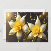 Elegant daffodils with gold accents, Easter  Holiday Card