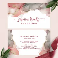 Elegant Burgundy Gold Watercolor Business Card