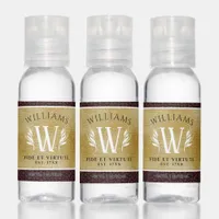 Elegant Leather Leaf & Vintage Paper Surname Motto Hand Sanitizer