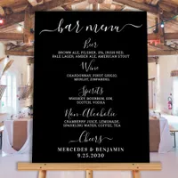 Modern Black Wedding Bar Personalized Drink Menu Foam Board
