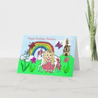 Personalized Unicorn and Princess Birthday Card