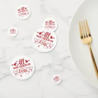 All You Need Is Love Typography Table Confetti