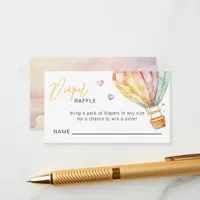 Diaper Raffle Ticket Watercolor Hearts Baby Shower Enclosure Card