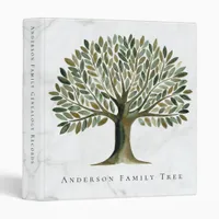 Watercolor Tree Family History Genealogy  3 Ring Binder