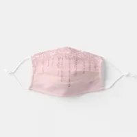 Metallic Dusty Pink Glitter Dripping Blush Icing Adult Cloth Face Mask