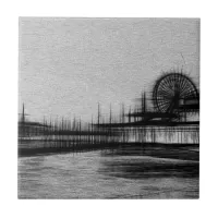 White Noise Santa Monica Pier Ceramic Tile