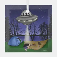 UFO Extraterrestrial Abduction Alien  Glass Ornament