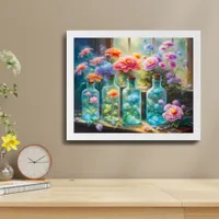 Flower vases filled with stunning, vibrant blooms  framed art