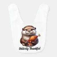 Cute Otter With Thanksgiving Turkey  Baby Bib