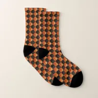 Retro Orange and Black Diamond Print Socks