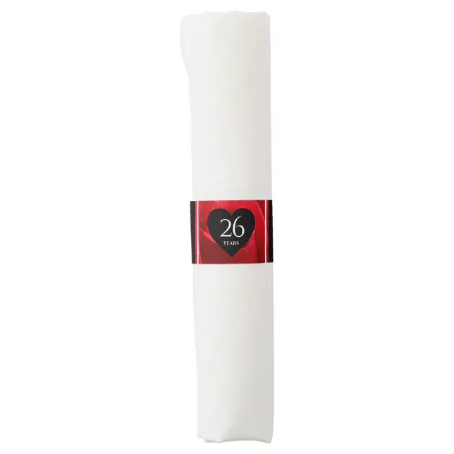 Elegant 26th Rose Wedding Anniversary Celebration Napkin Bands