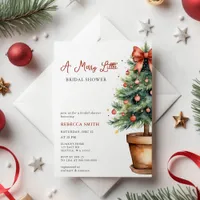 Red Bow Christmas Tree Merry Little Bridal Shower Invitation