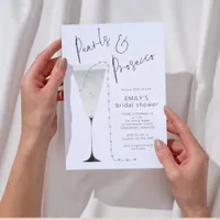 Minimalist Pearls and Prosecco Bridal Shower Invitation