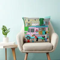 A Hot Summer Day | A Whimsical Illustration Throw Pillow