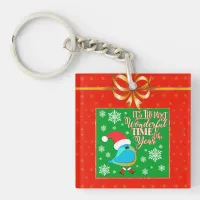 Cute Chicken Wearing Hat & Gumboots for Christmas  Keychain