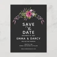 Rustic Watercolor Pink Floral Wedding Announcement Postcard