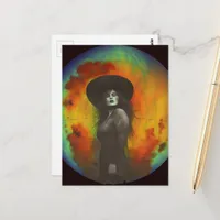 Black and White Woman With Colorful Background Postcard