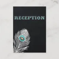 Chalkboard peacock wedding reception invite