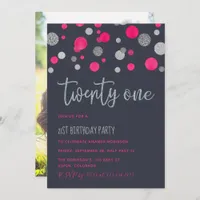 21st Birthday Party glitter confetti invitation