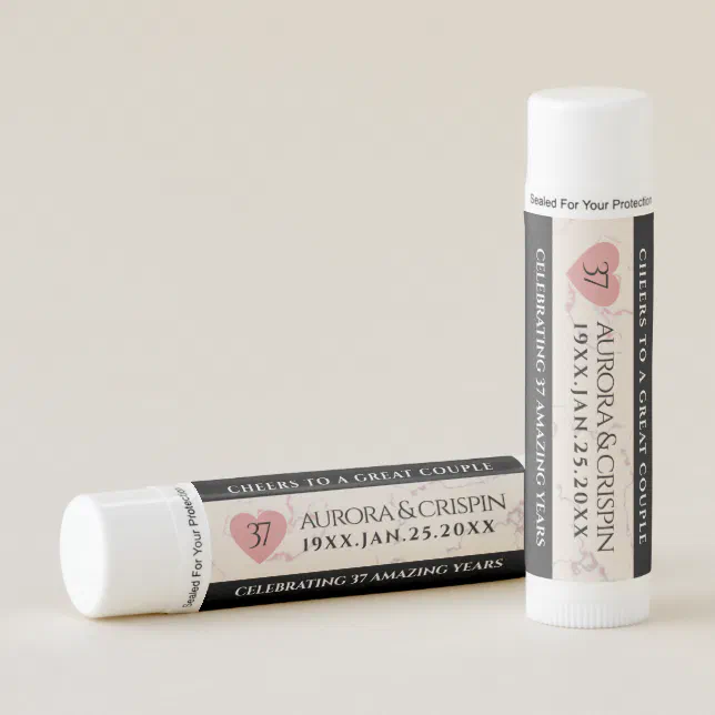 Elegant 37th Alabaster Wedding Anniversary Lip Balm