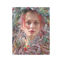 Festive Woman Dressed in Christmas Garland Metal Print