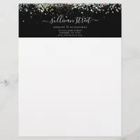 Black Holographic Glitter Jewelry Seller Business Letterhead