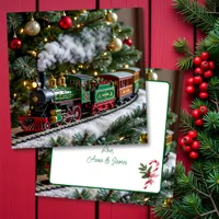 Old-Fashioned Christmas Train under the Tree Card