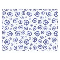 Indigo Blue White Daisy Flower Pattern Tissue Paper