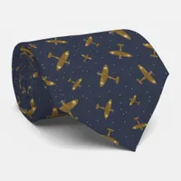 Spitfires Flying in Night Sky Warplane Neck Tie