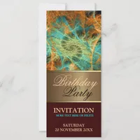 Aqua Orange Swirl Birthday Party Invitation