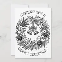 Color Me Page | Christmas Wreath Holiday Card