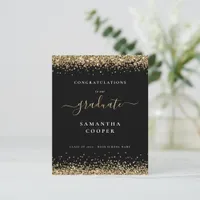 Budget 2024 Graduation Gold Glitter Black Announce
