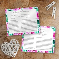 Peonies Floral Bridal Shower Recipe Card