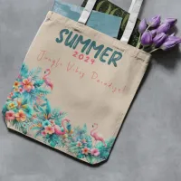 Tropical Jungle Summer 2024 Flamingo Slogan Pink Tote Bag