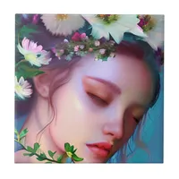 Pretty Fairy Flowers in Hair Fantasy Art   Ceramic Tile