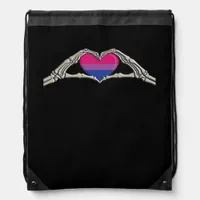 Bone Hands Heart Bisexual Goth Minimal Design Drawstring Bag