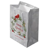 Winter Cardinals and Pines Gift Bag