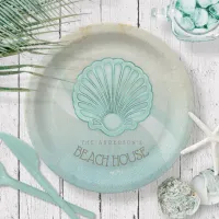 Beach House Clam Shell Aqua Blue ID623 Paper Plates