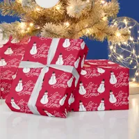 Red Let it Snow Snowman Wrapping Paper