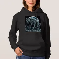 Vintage Werewolf Growling on a Full Moon Night Hoodie