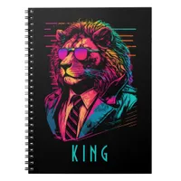 Synthwave Lion Retro Cool Back to School  Notebook