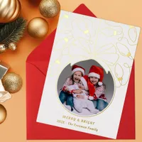 Foil Merry + Bright Ornament Photo Card