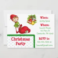 Red and Green Elf Christmas Party Invitation