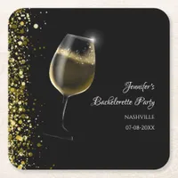 Hen party gold Mocktail bachelorette party Square Paper Coaster