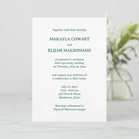 Minimalist Green Spanish-English Wedding Reception Invitation