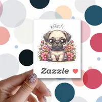 Personalized Cute Pug Puppy Dog Sticker