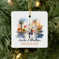 Couple at Las Vegas Nevada Watercolor Travel Ceramic Ornament