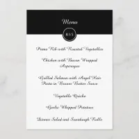 Classic Black & White Wedding Reception Menu