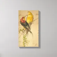 Vintage Birds and Ledger Paper Canvas Print